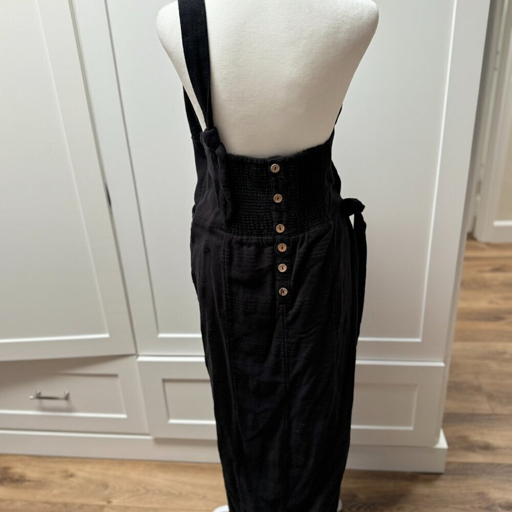 Free People -  Black Midi Dress with Front Tie - Picture 3 of 4